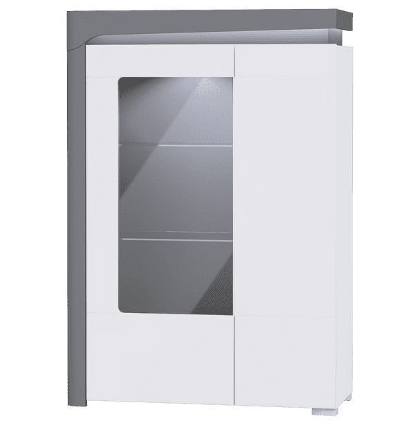 Uleo Low Display Cabinet - LED Lights, Grey & White