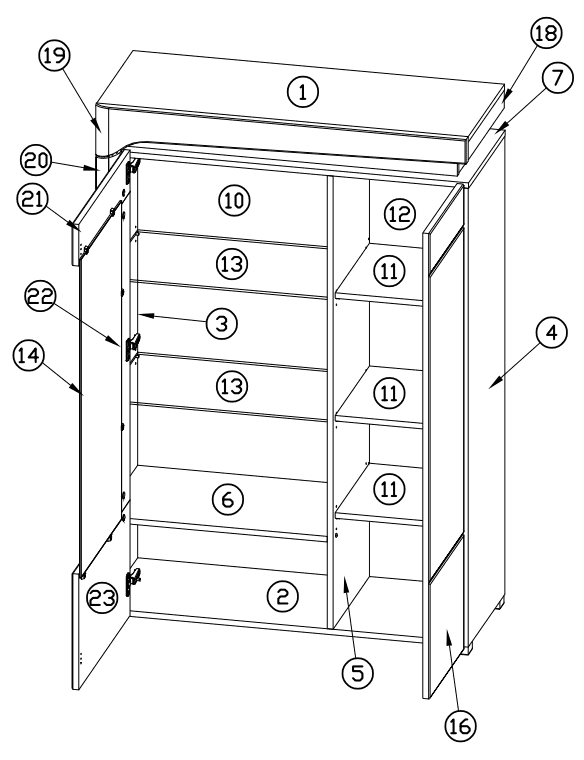 Uleo Low Display Cabinet - LED Lights, Grey & White