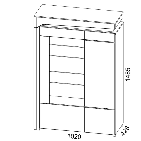 Uleo Low Display Cabinet - LED Lights, Grey & White