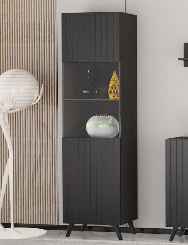 Ralum Matte Black Display Cabinet - Tall Design