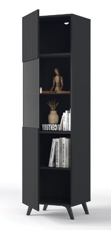 Ralum Matte Black Display Cabinet - Tall Design