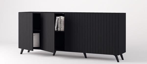 Ilis Matte Black Sideboard - 4-Door Storage