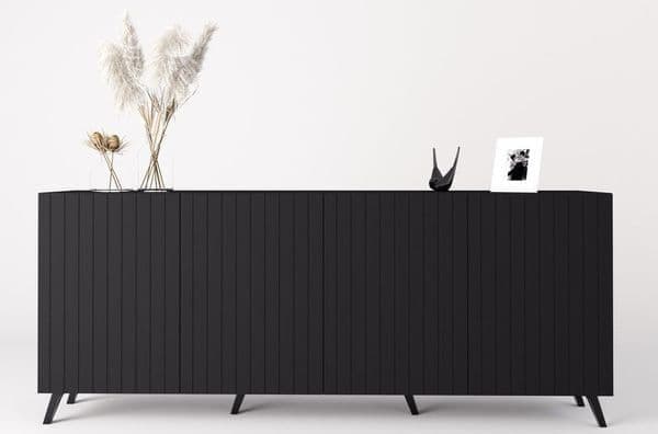 Ilis Matte Black Sideboard - 4-Door Storage