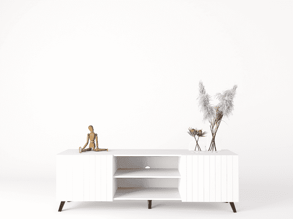 Ralan Matte White TV Cabinet - Large Storage