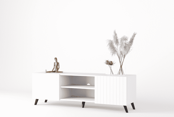 Ralan Matte White TV Cabinet - Large Storage