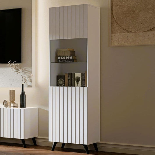 Ralas Matte White Display Cabinet - Tall Design