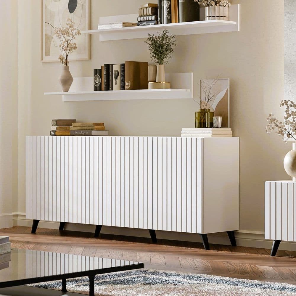 Corum Matte White Sideboard - 4-Door Storage