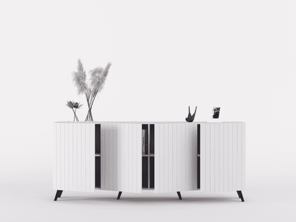 Corum Matte White Sideboard - 4-Door Storage