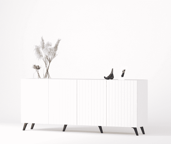 Corum Matte White Sideboard - 4-Door Storage
