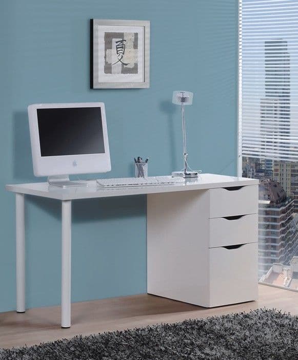 Garen White Gloss Desk - Home Office Furniture