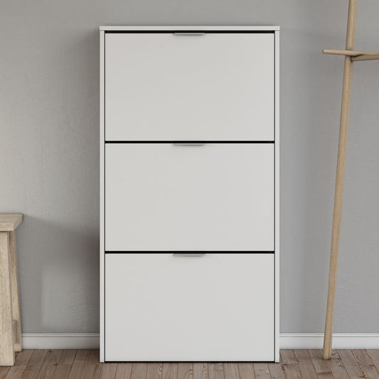 Zorus White 3-Drawer Shoe Cabinet - Hallway Storage