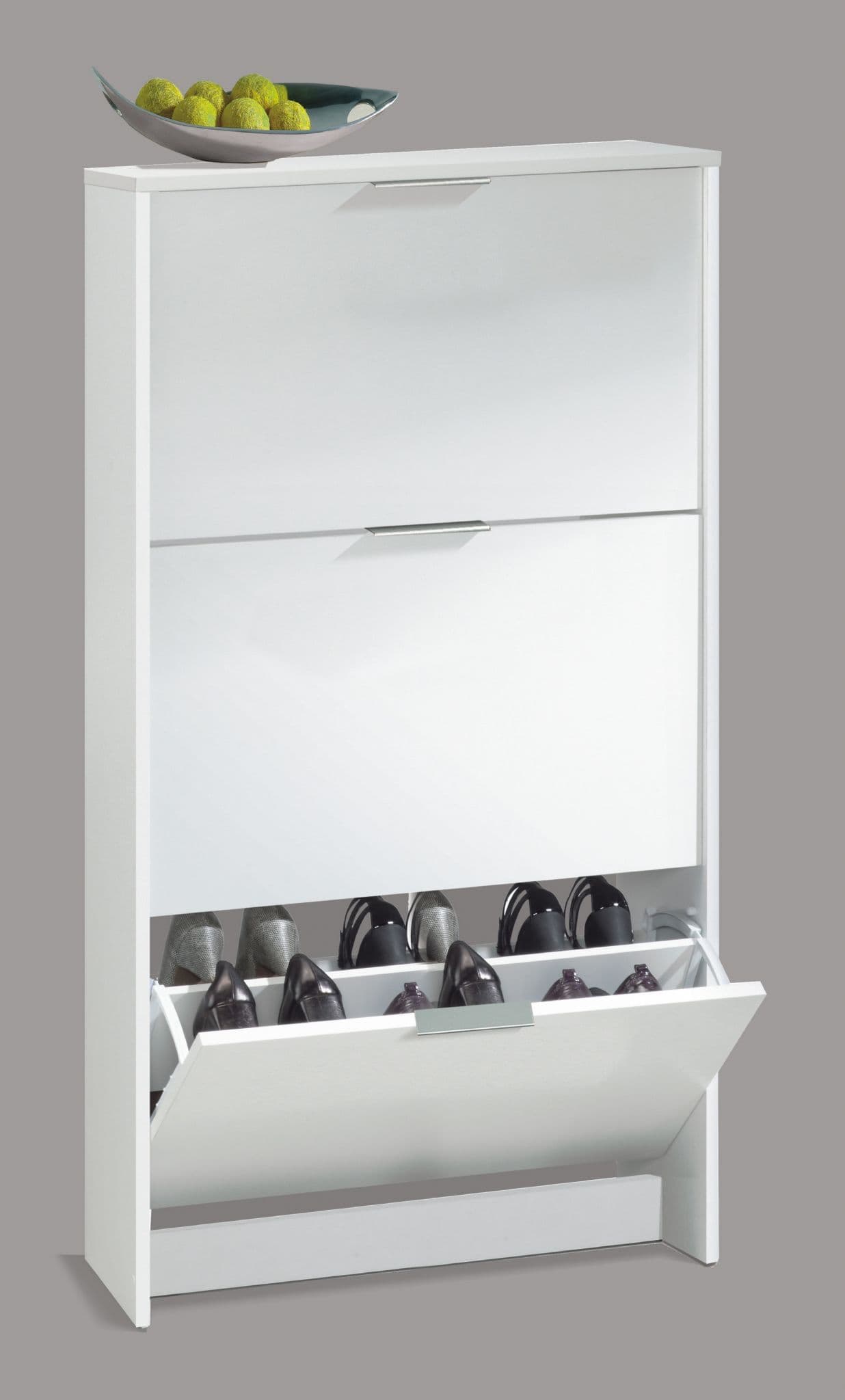 Zorus White 3-Drawer Shoe Cabinet - Hallway Storage