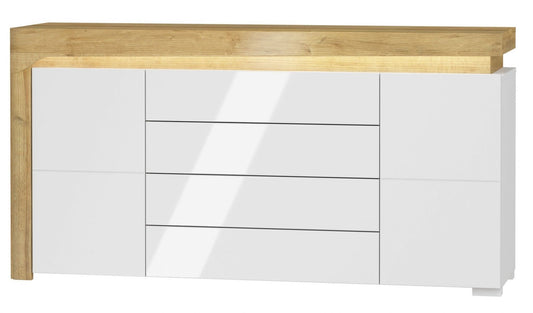 Selos Oak Sideboard - 2 Door, 4 Drawer, LED