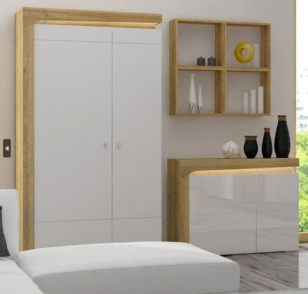 Wenor Oak & White Wardrobe - LED Lights