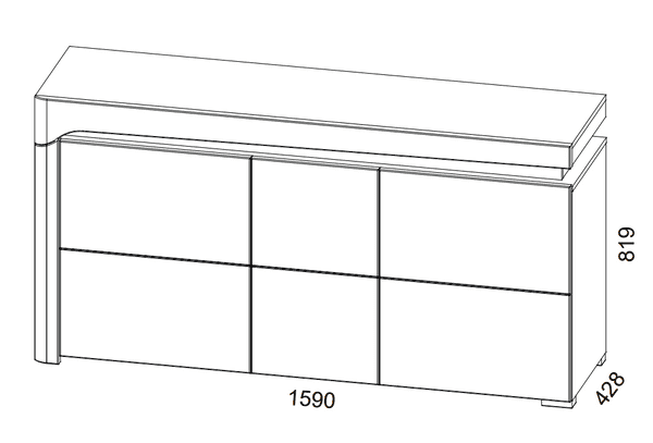 Torur Oak & White Sideboard - 3 Door, LED Lights