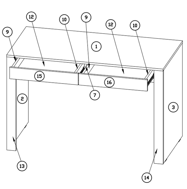 Vorir Oak & White Computer Desk - LED Lights