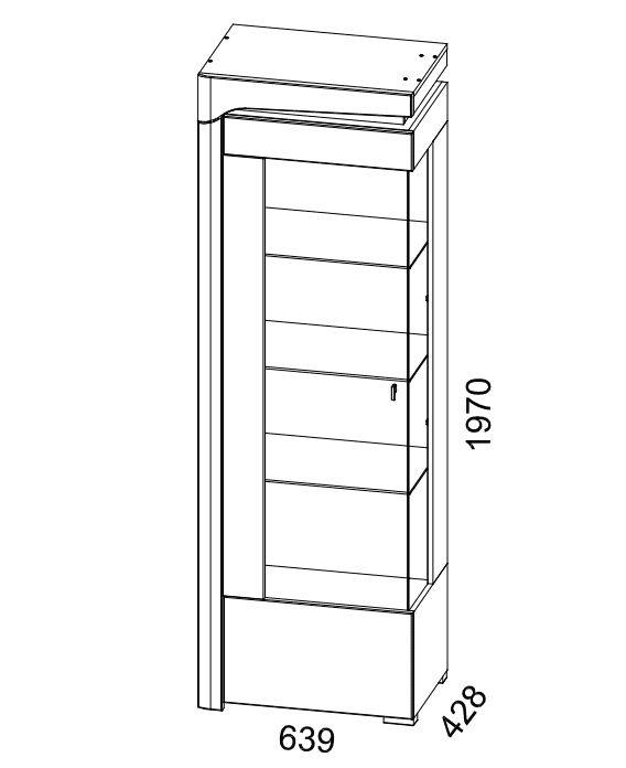 Helan Oak & White Display Cabinet - LED Lights