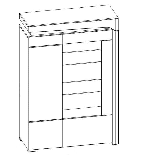 Coror Oak & White Low Display Cabinet - LED Lights