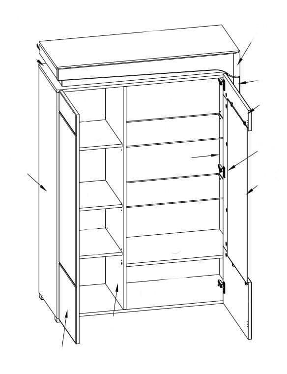 Coror Oak & White Low Display Cabinet - LED Lights