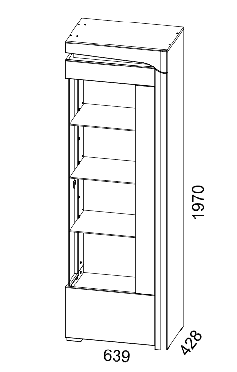 Kelos Oak & White LED Display Cabinet - Glass Door