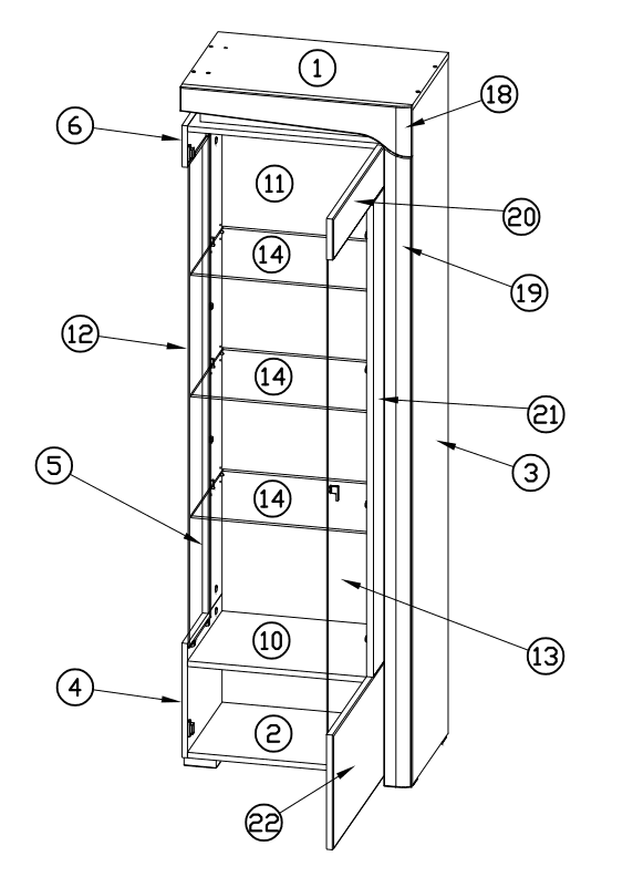 Kelos Oak & White LED Display Cabinet - Glass Door