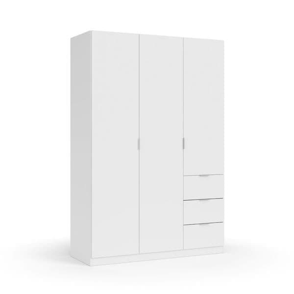 Garix White 135cm Wardrobe - 3 Door, 3 Drawer