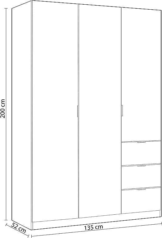 Ulus Oak Effect 135cm Wardrobe - 3 Door, 3 Drawer