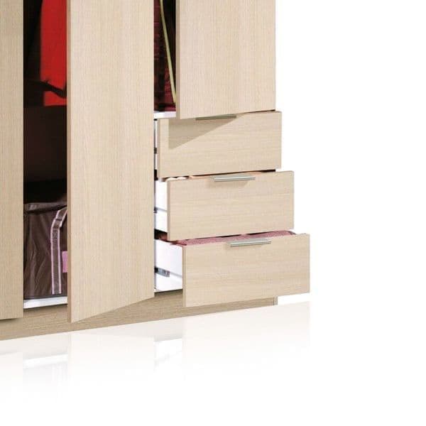 Xanin Oak Effect Wardrobe - 3 Door, 3 Drawer