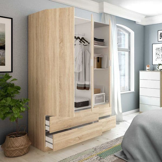 Xanis Oak Effect Wardrobe - 3 Door, 4 Drawer