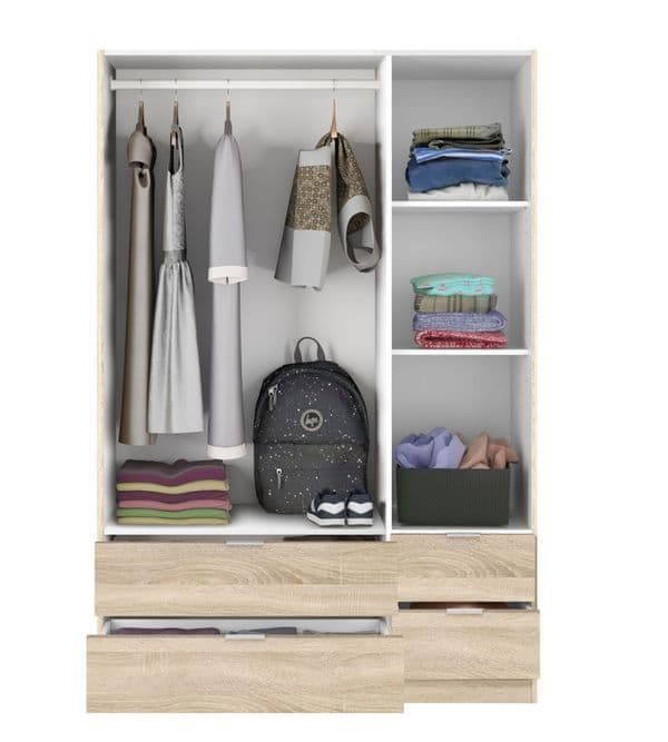 Xanis Oak Effect Wardrobe - 3 Door, 4 Drawer