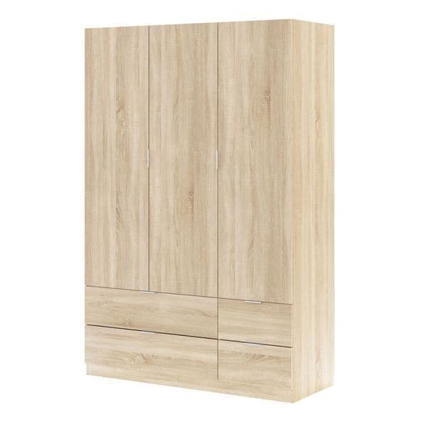 Xanis Oak Effect Wardrobe - 3 Door, 4 Drawer