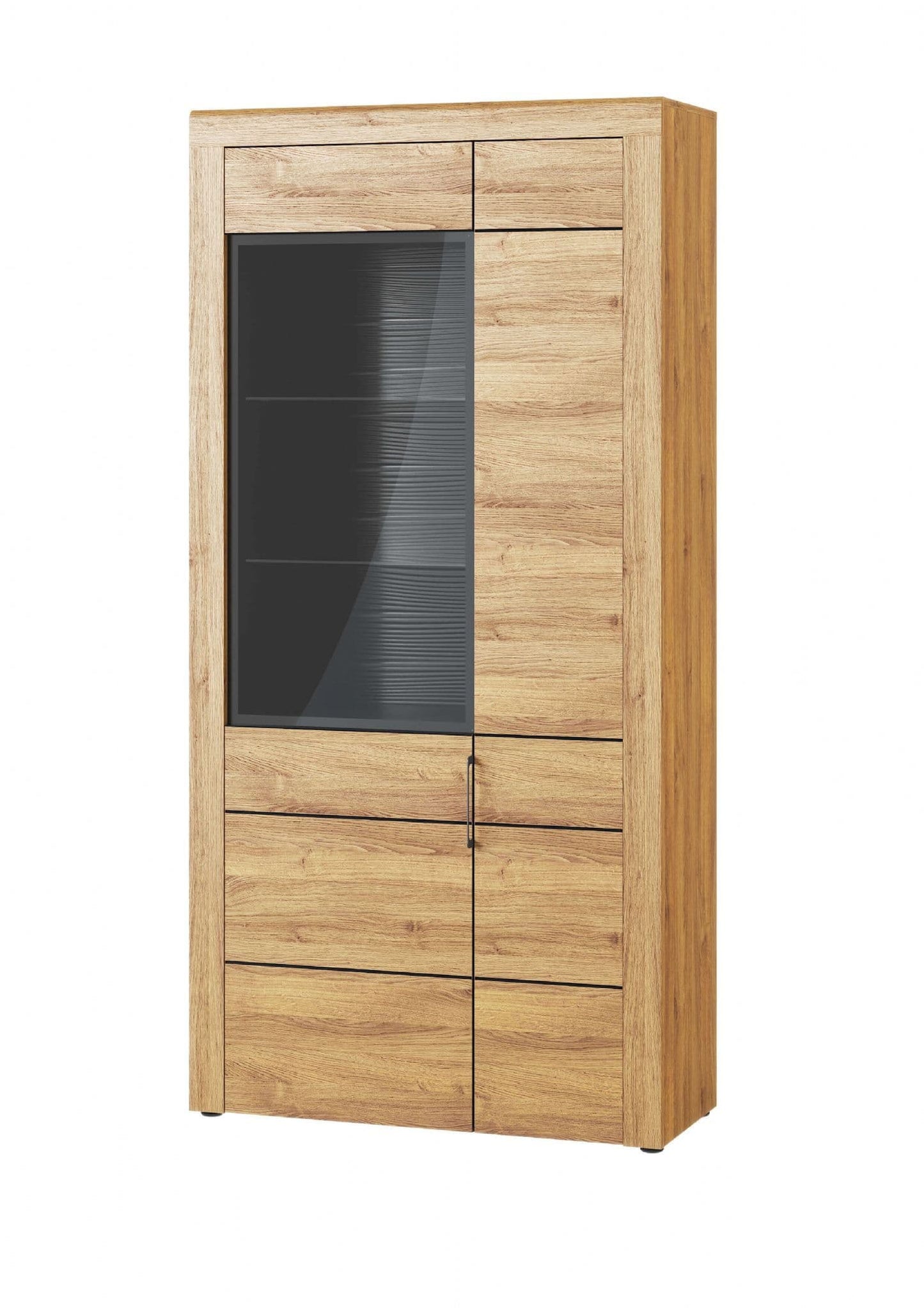 Coron Oak Display Cabinet - 2 Door, Glass Shelves