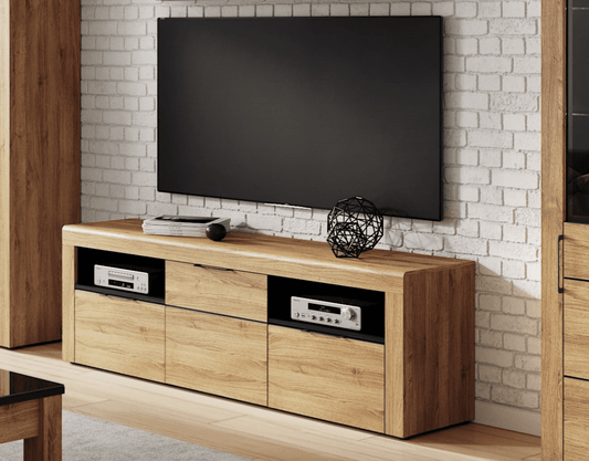 Darion Oak TV Cabinet - 2 Drawer Storage