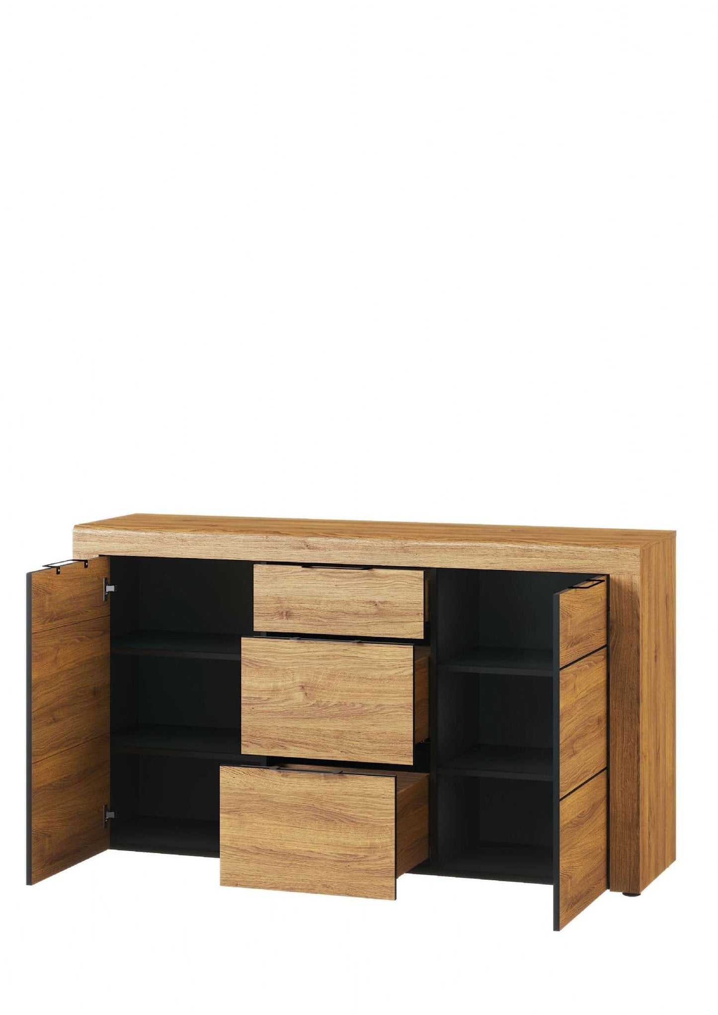 Garis Oak Sideboard - 3 Drawer Storage
