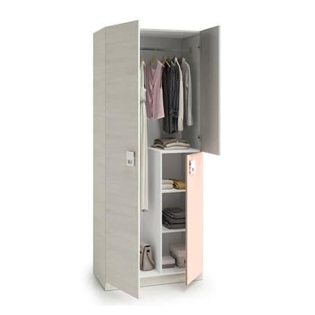 Orir Grey & Pink Wardrobe - Slim 3-Door