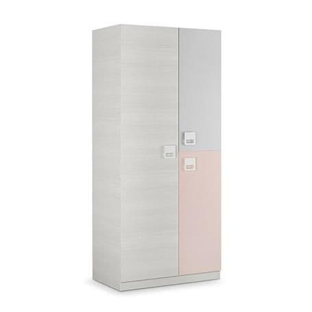 Orir Grey & Pink Wardrobe - Slim 3-Door