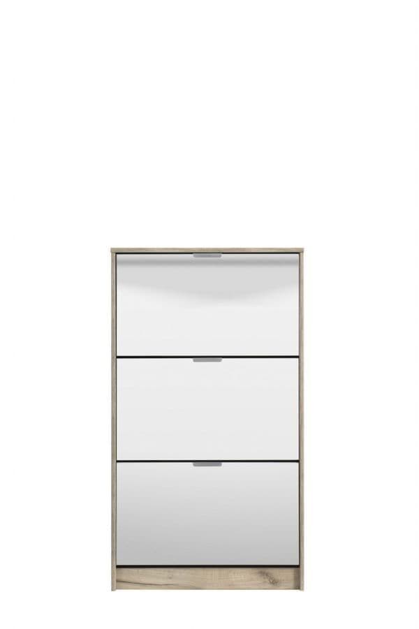 Oron Mirrored Shoe Cabinet - Oak Effect, 3 Drawer