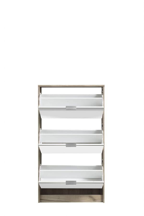 Oron Mirrored Shoe Cabinet - Oak Effect, 3 Drawer