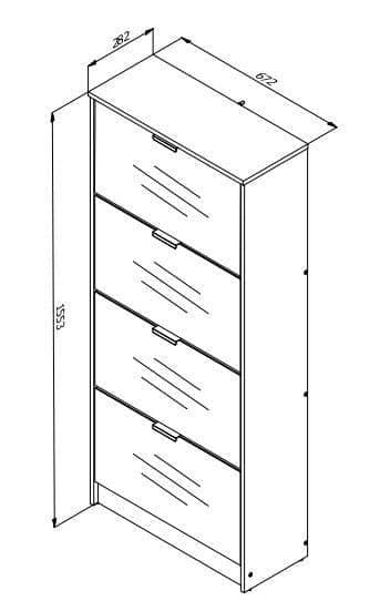 Elos Tall Shoe Cabinet - Mirrored, 4 Drawer