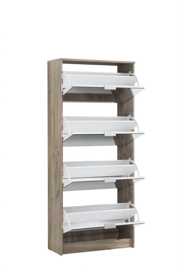 Elos Tall Shoe Cabinet - Mirrored, 4 Drawer