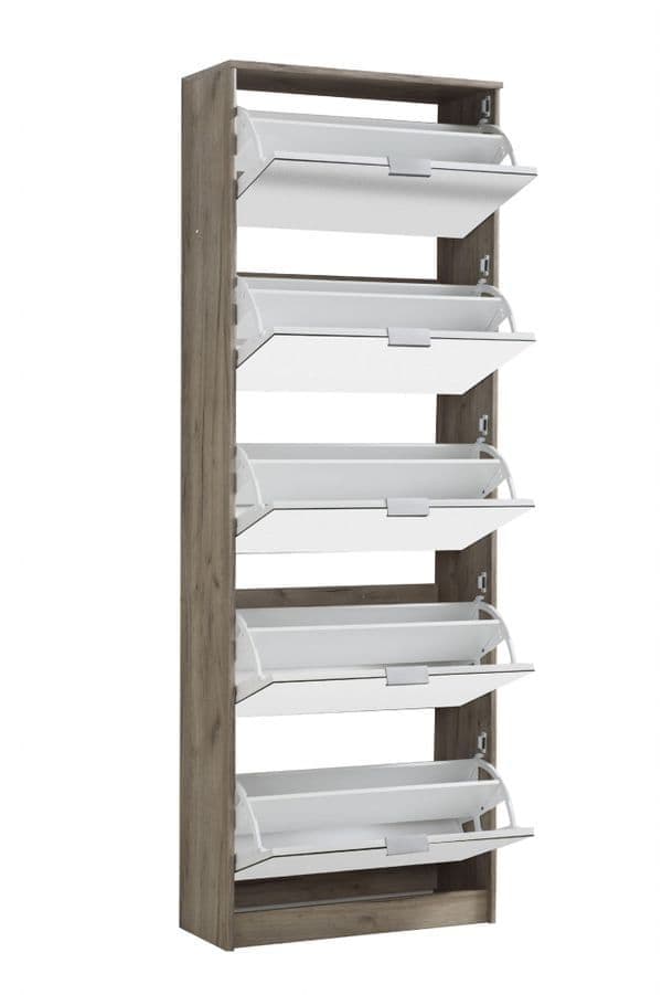 Belos Tall Shoe Cabinet - Mirrored, 5 Drawer