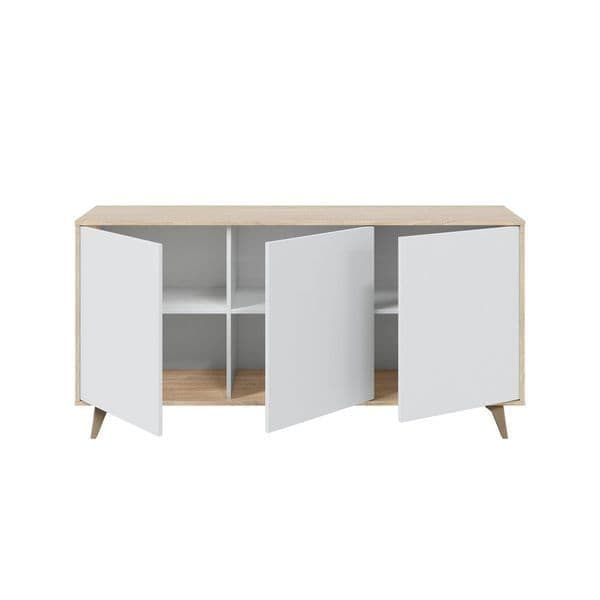 Alan White & Oak Sideboard - 3 Door Wide