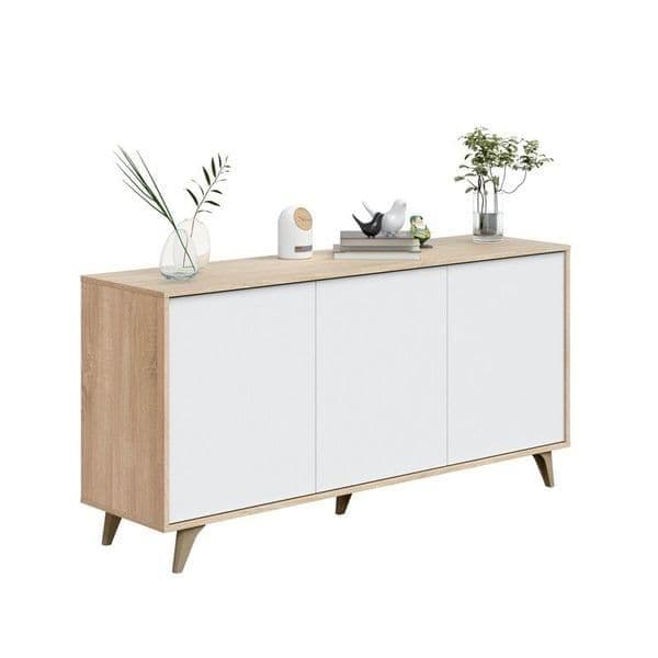 Alan White & Oak Sideboard - 3 Door Wide