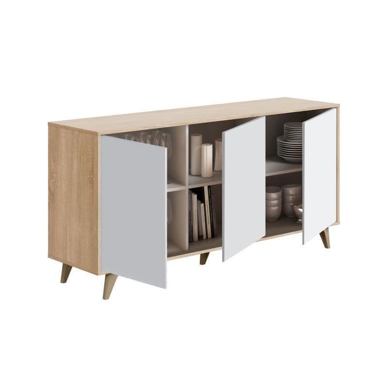 Alan White & Oak Sideboard - 3 Door Wide