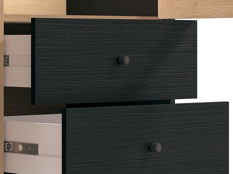 Dareo Oak & Black Display Cabinet - 2 Door