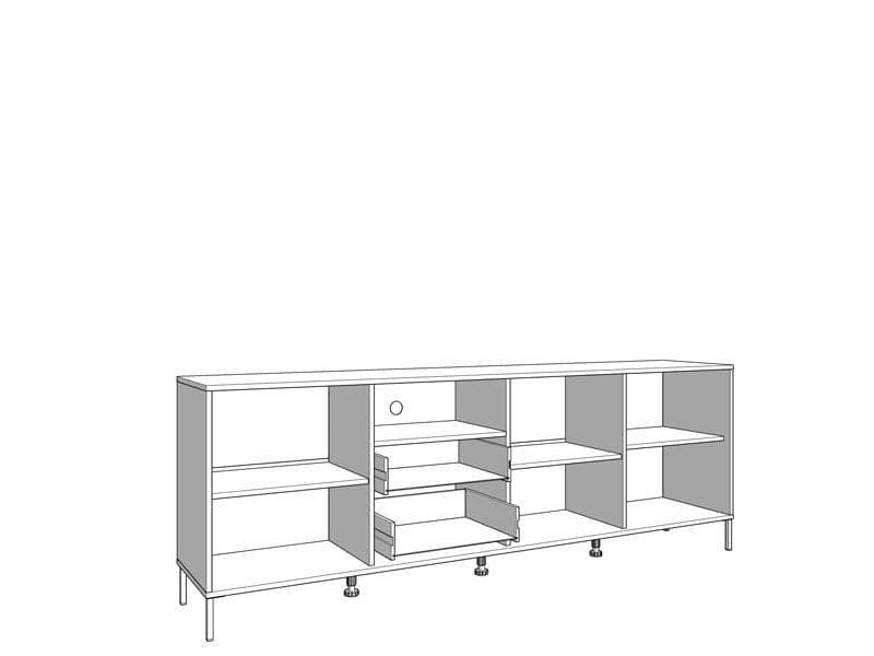 Maror Oak & Black TV Unit - Slatted Design