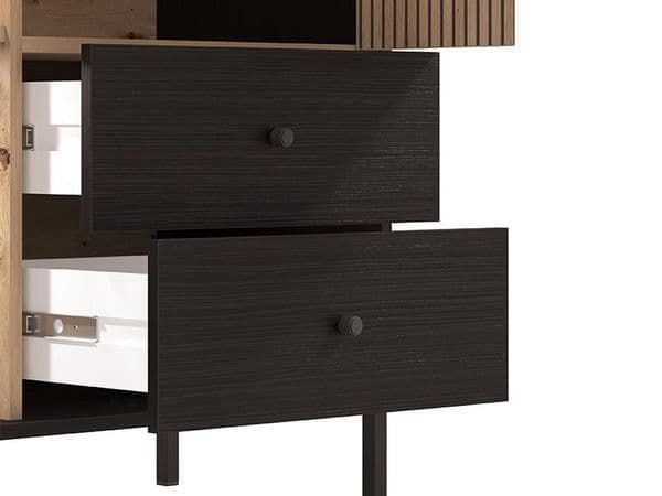Oror Oak & Black Display Cabinet - Low Profile