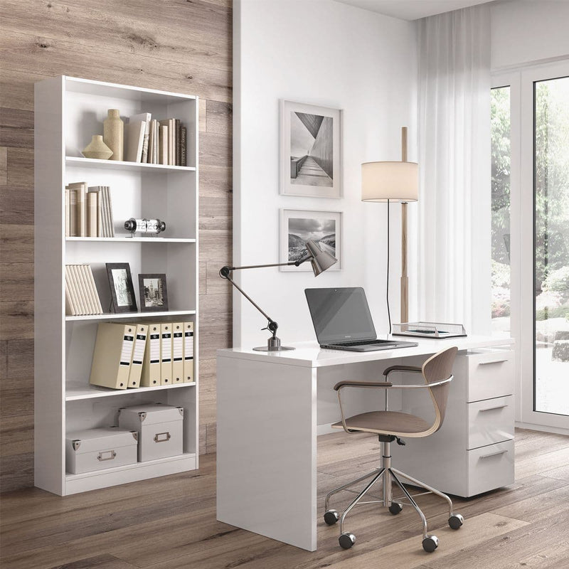 Ilum White Bookcase - Large Storage Shelf