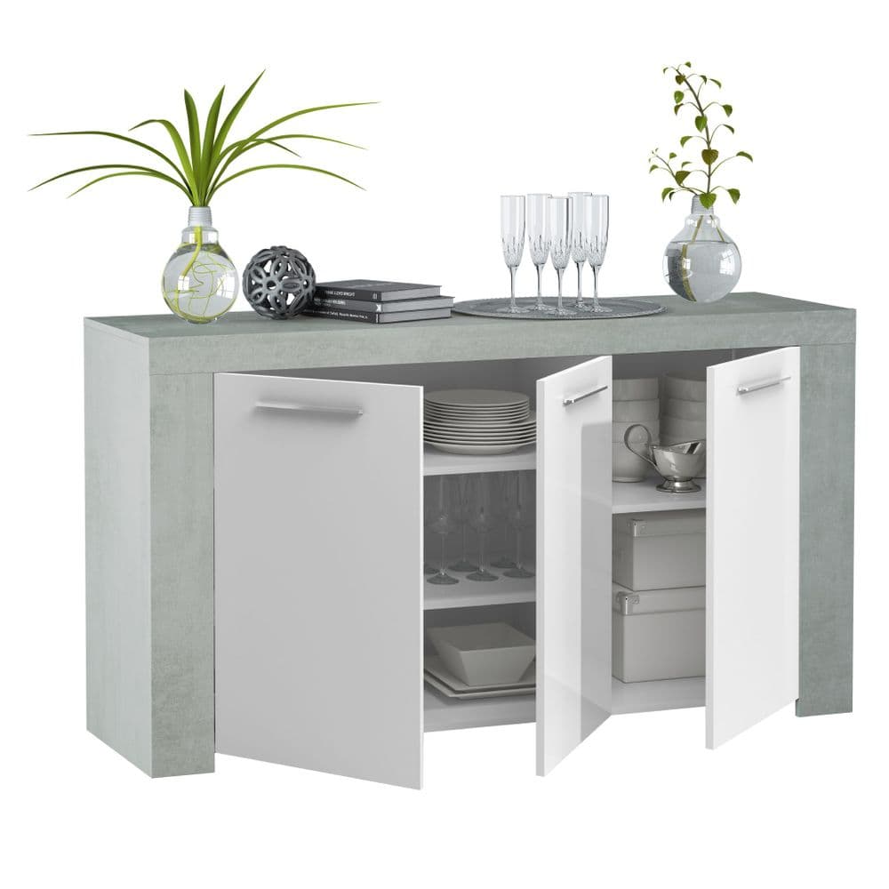 Torir White & Grey Sideboard - Gloss Finish