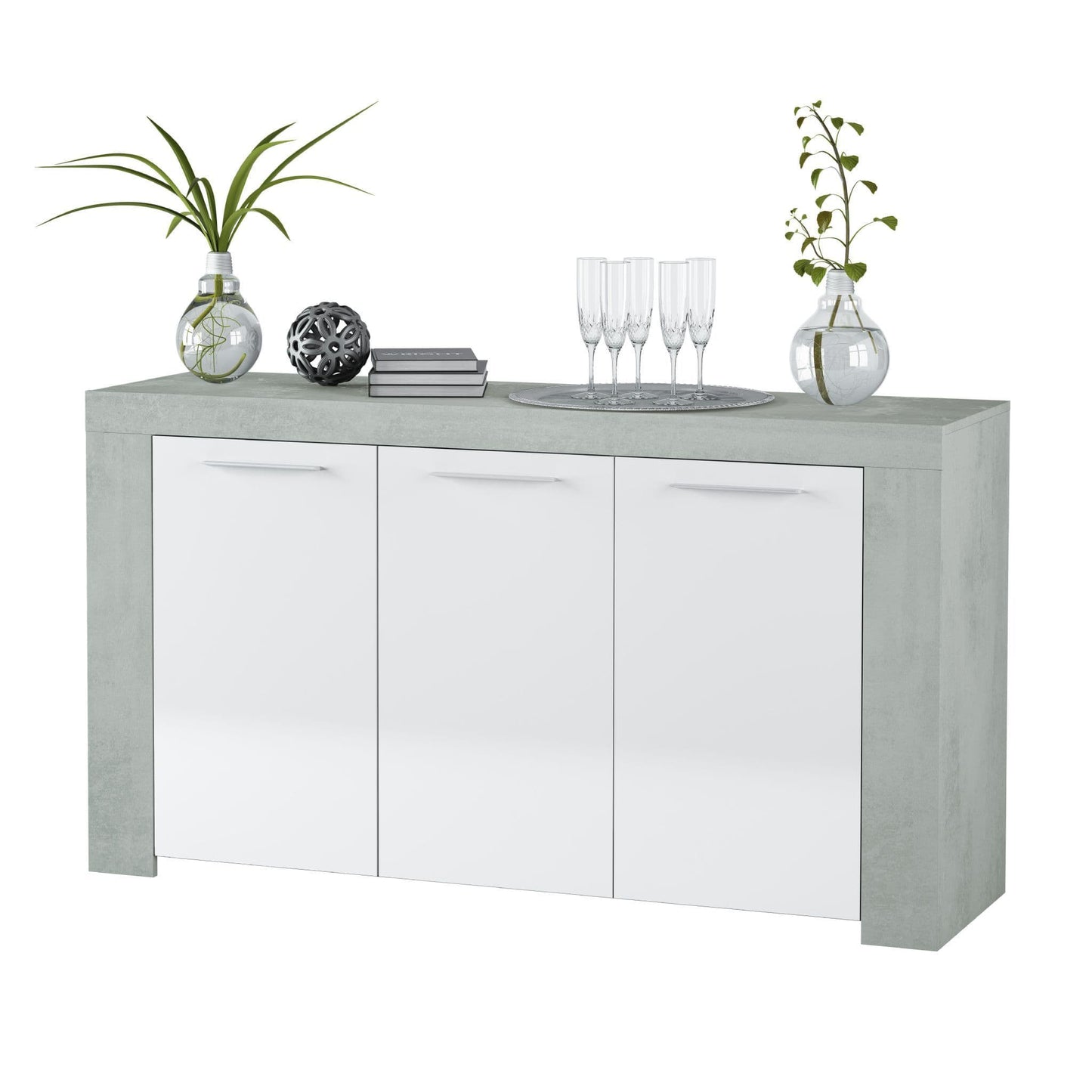 Torir White & Grey Sideboard - Gloss Finish